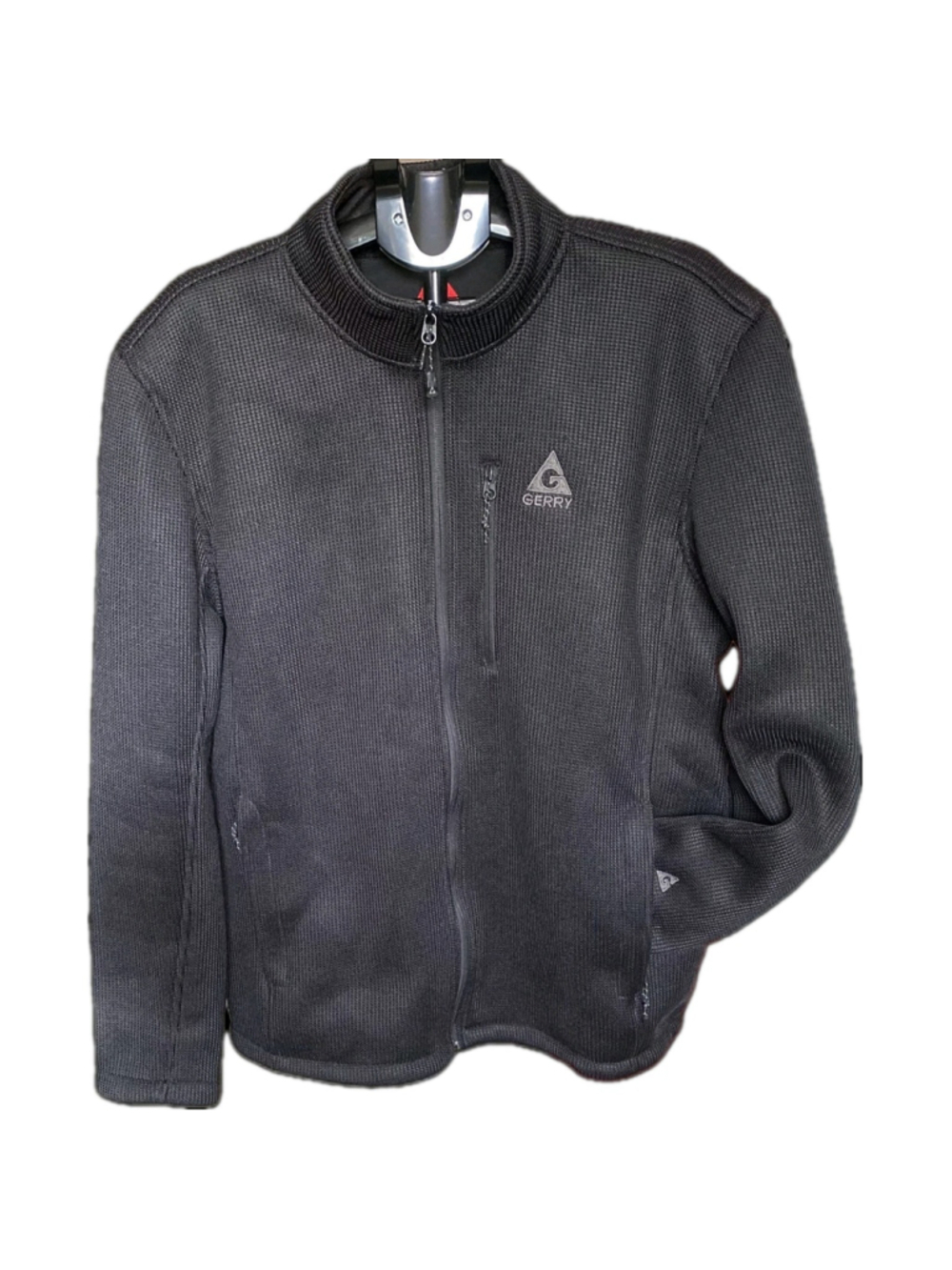 Gerry Jacket Mens 2X Black Waffle Knit Ribbed Fleece Lined Basecamp Gorpcore - Picture 2 of 8
